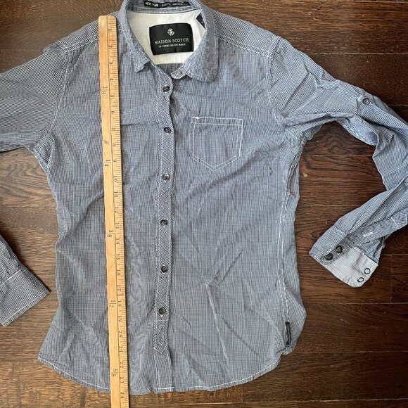 Maison Scotch Woman's Blue/White Cotton Blouse Shirt-Size Small - Picture 7 of 9
